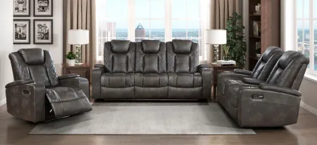 Donegal Power Double Reclining Sofa in Brown;Gray by Homelegance