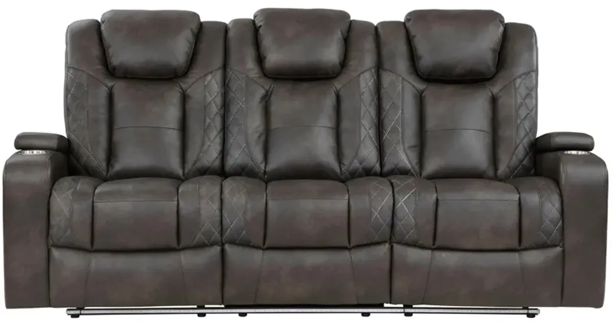 Donegal Power Double Reclining Sofa in Brown;Gray by Homelegance