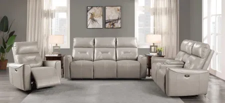 Sonata Power Double Reclining Sofa and USB Ports in Light Gray by Homelegance