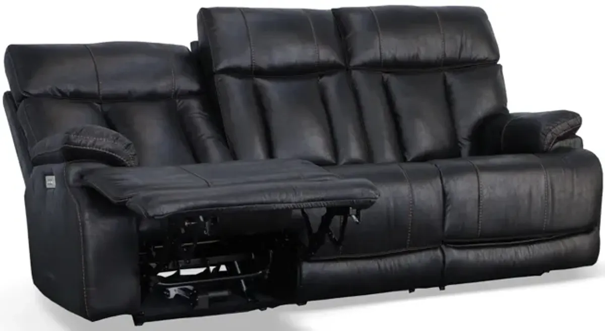 Clive Leather Power Reclining Sofa with Power Headrest and Lumbar