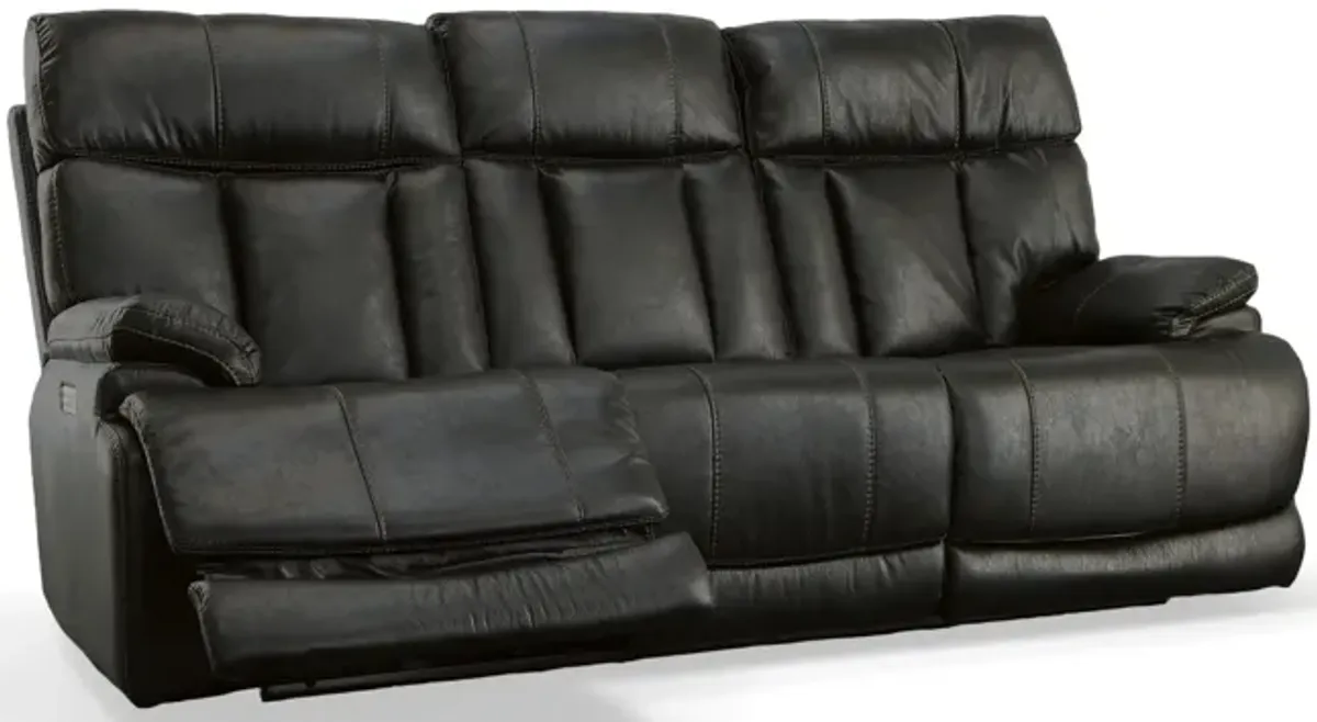 Clive Leather Power Reclining Sofa with Power Headrest and Lumbar