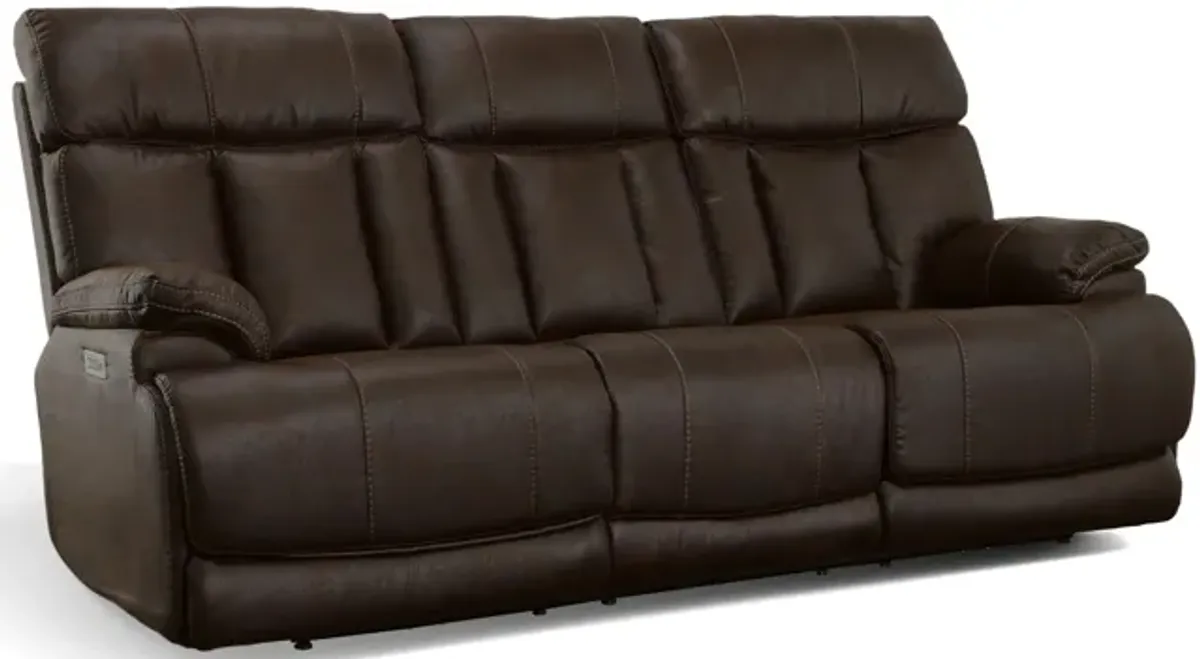 Clive Leather Power Reclining Sofa with Power Headrest and Lumbar