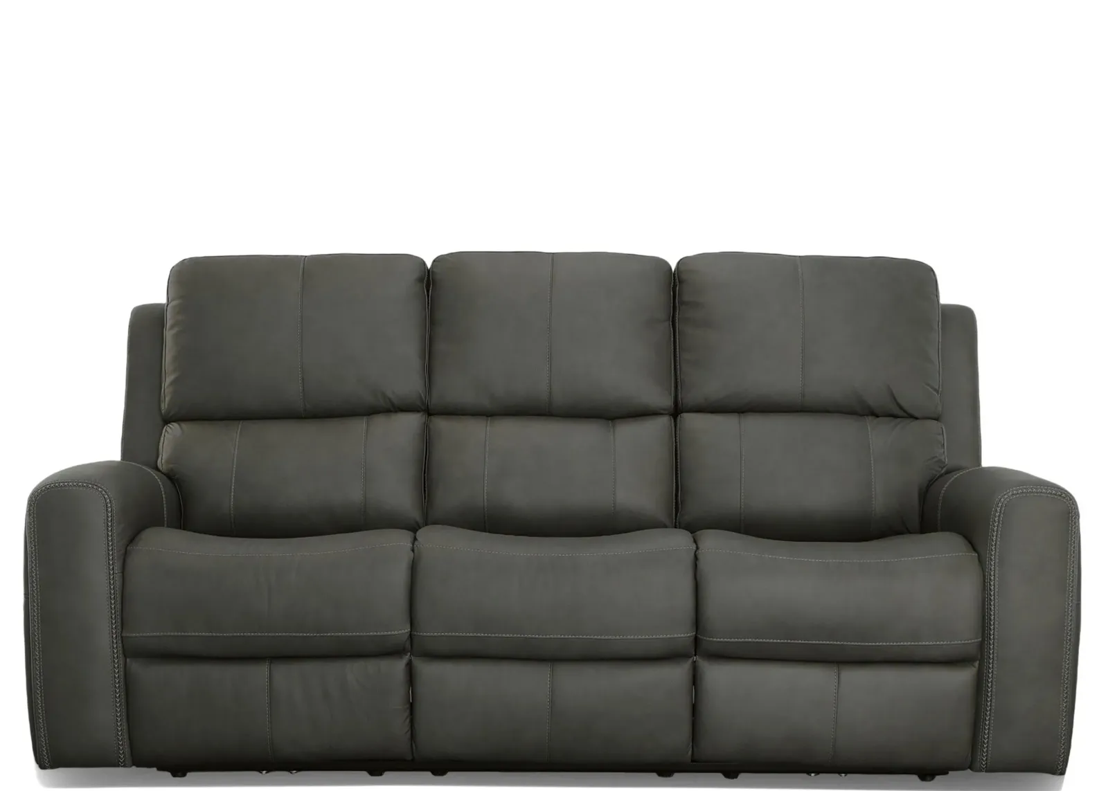 Linden Leather Power Reclining Sofa with Power Headrest and Lumbar in Charcoal by Flexsteel