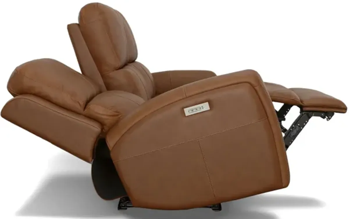 Linden Leather Power Reclining Sofa with Power Headrest and Lumbar