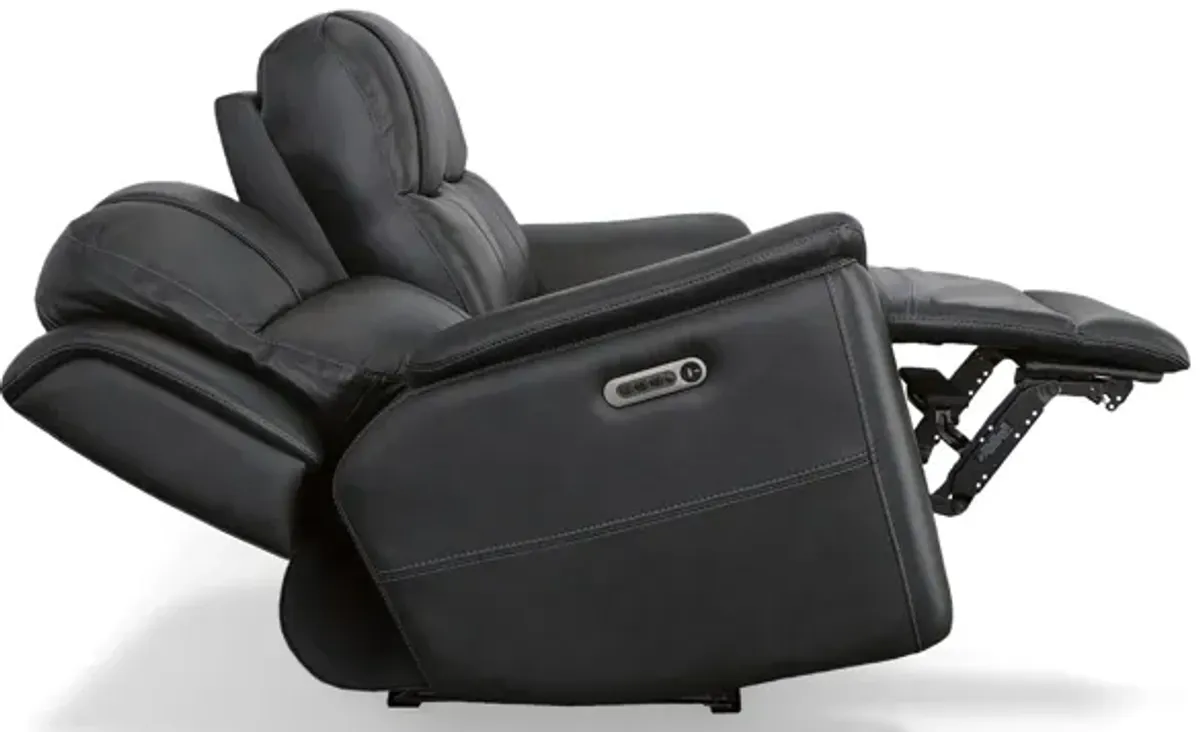 Crew Leather Power Reclining Sofa with Power Headrest and Lumbar