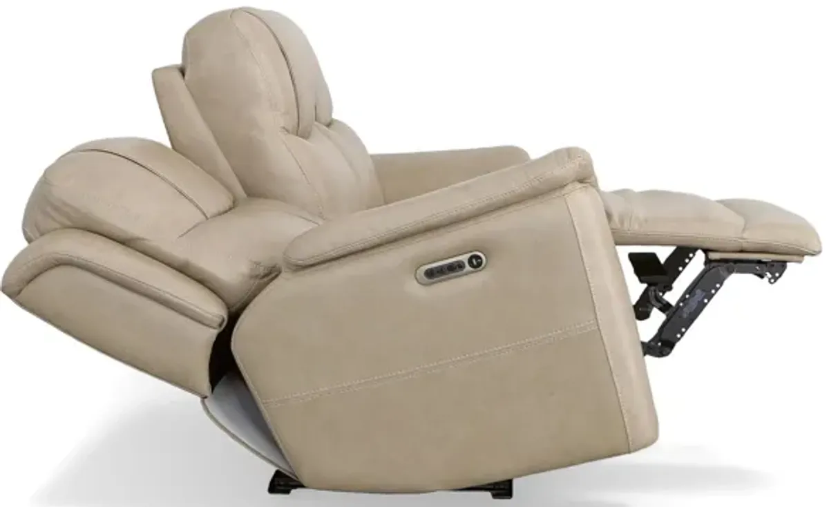 Crew Leather Power Reclining Sofa with Power Headrest and Lumbar