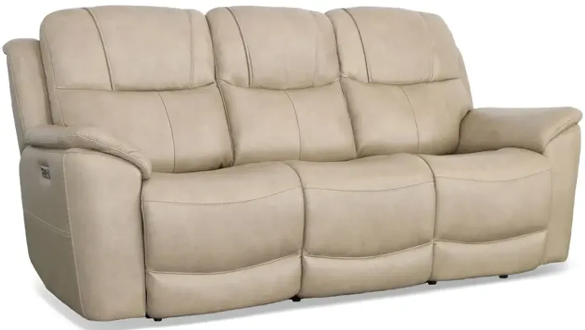 Crew Leather Power Reclining Sofa with Power Headrest and Lumbar