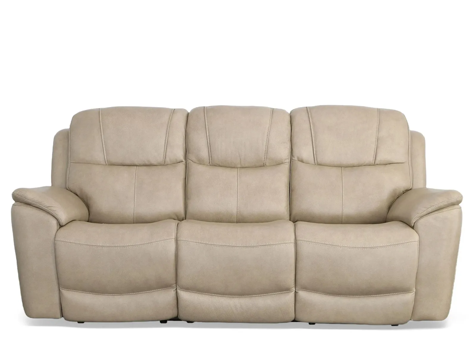 Crew Leather Power Reclining Sofa with Power Headrest and Lumbar in Pebble by Flexsteel