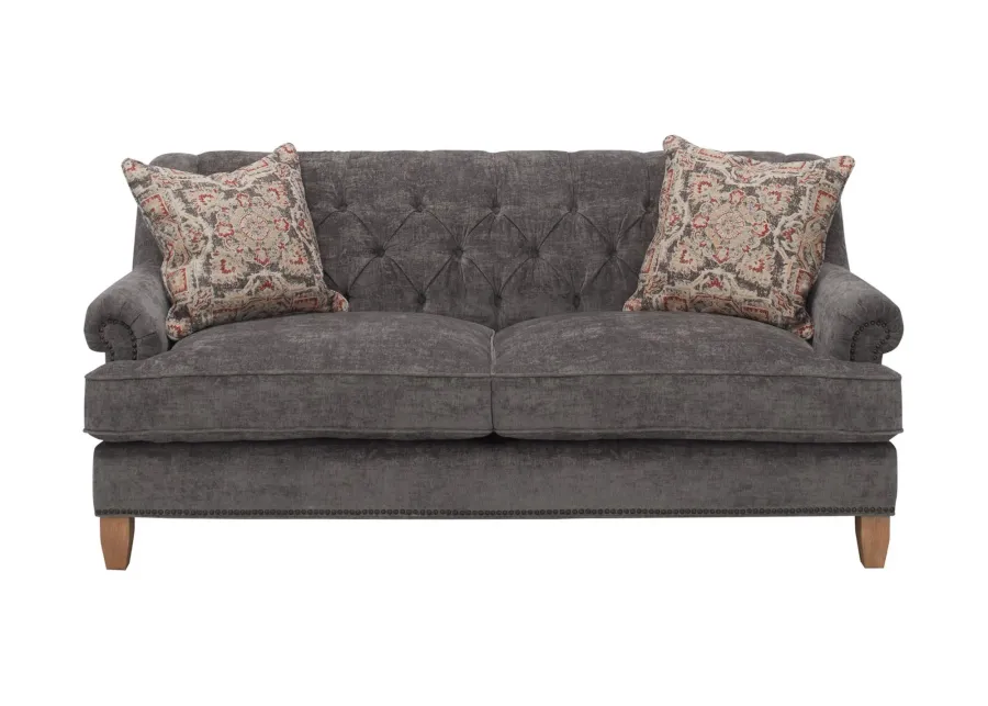 Messana Chenille Velvet Apartment Sofa in Gray by Aria Designs