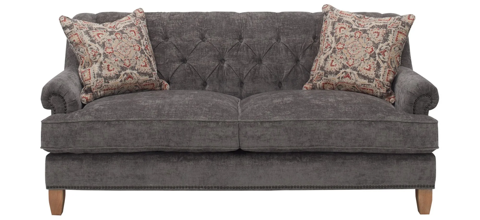 Messana Chenille Velvet Apartment Sofa in Gray by Aria Designs