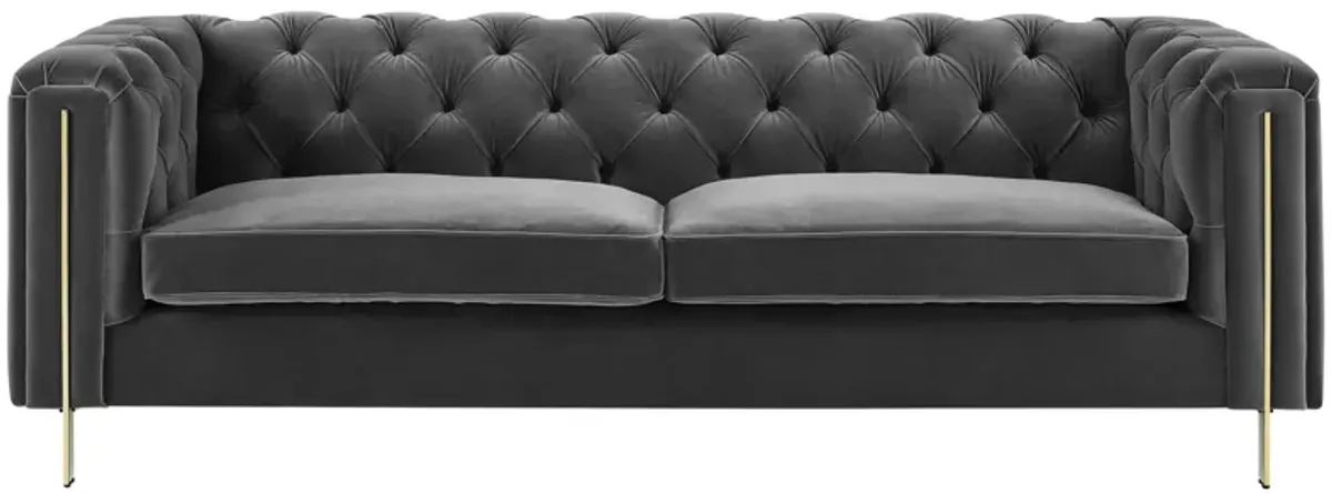 Charlene Button Tufted Sofa in Gray by Steve Silver Co.