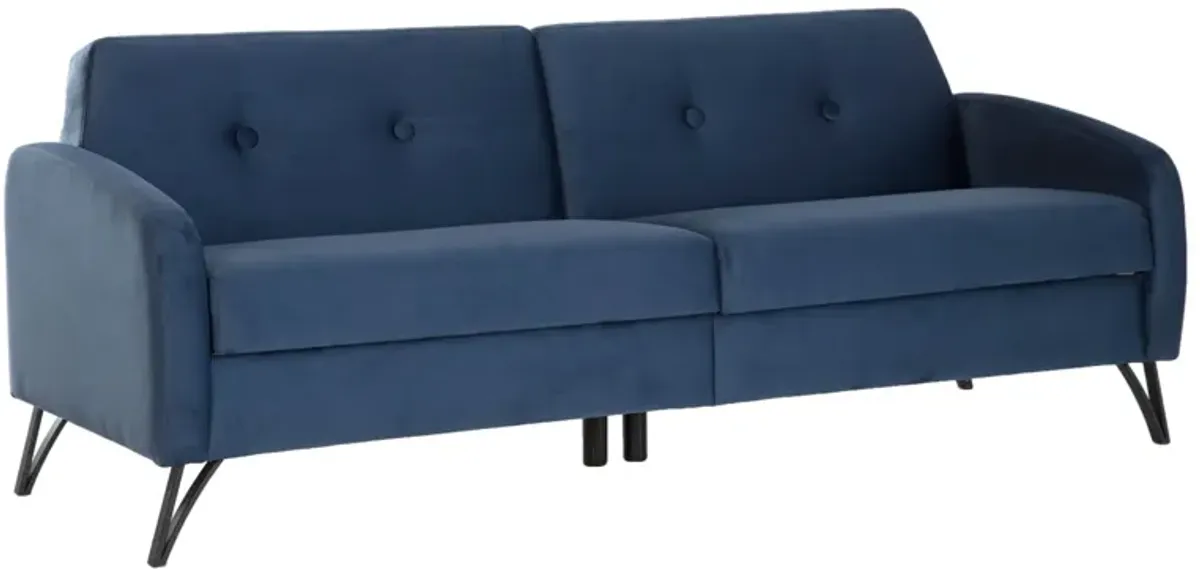 Covington Tufted Futon Sofa with Storage in Blue by HUDSON GLOBAL MARKETING USA