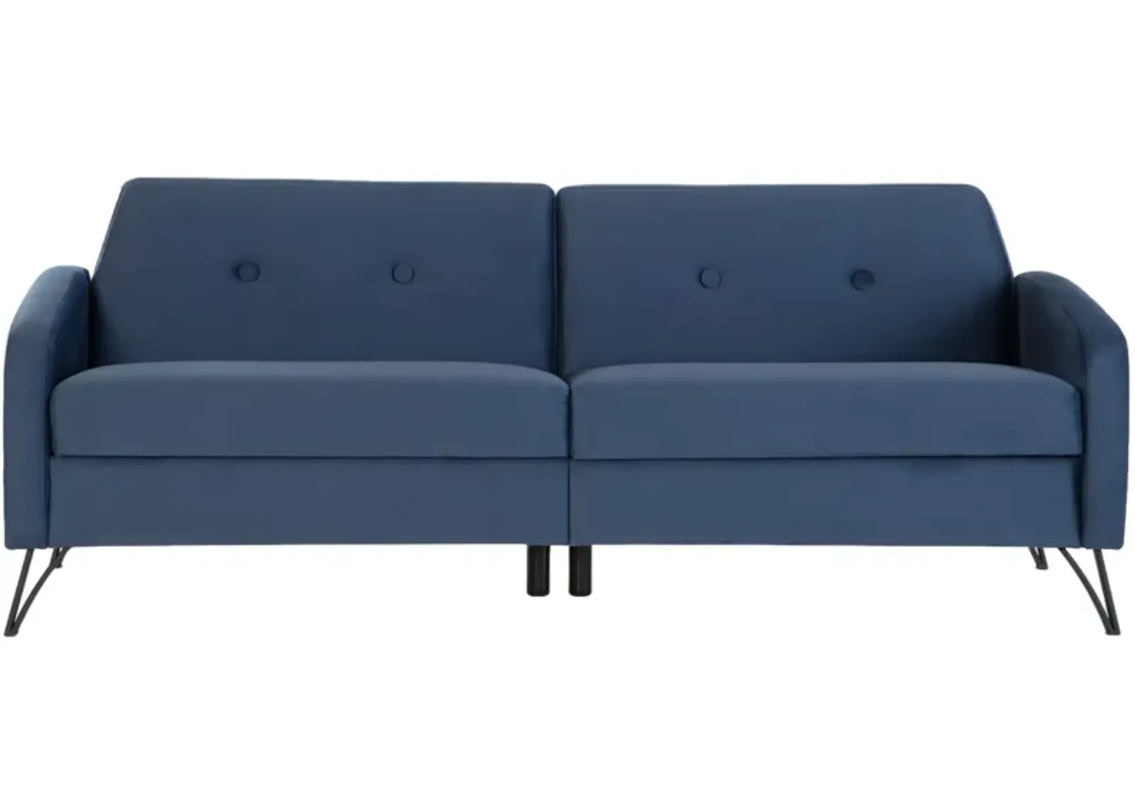 Covington Tufted Futon Sofa with Storage in Blue by HUDSON GLOBAL MARKETING USA