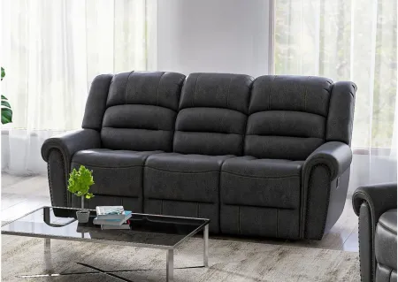 Baldwin Reclining Sofa in Slate Gray by Emerald Home Furnishings