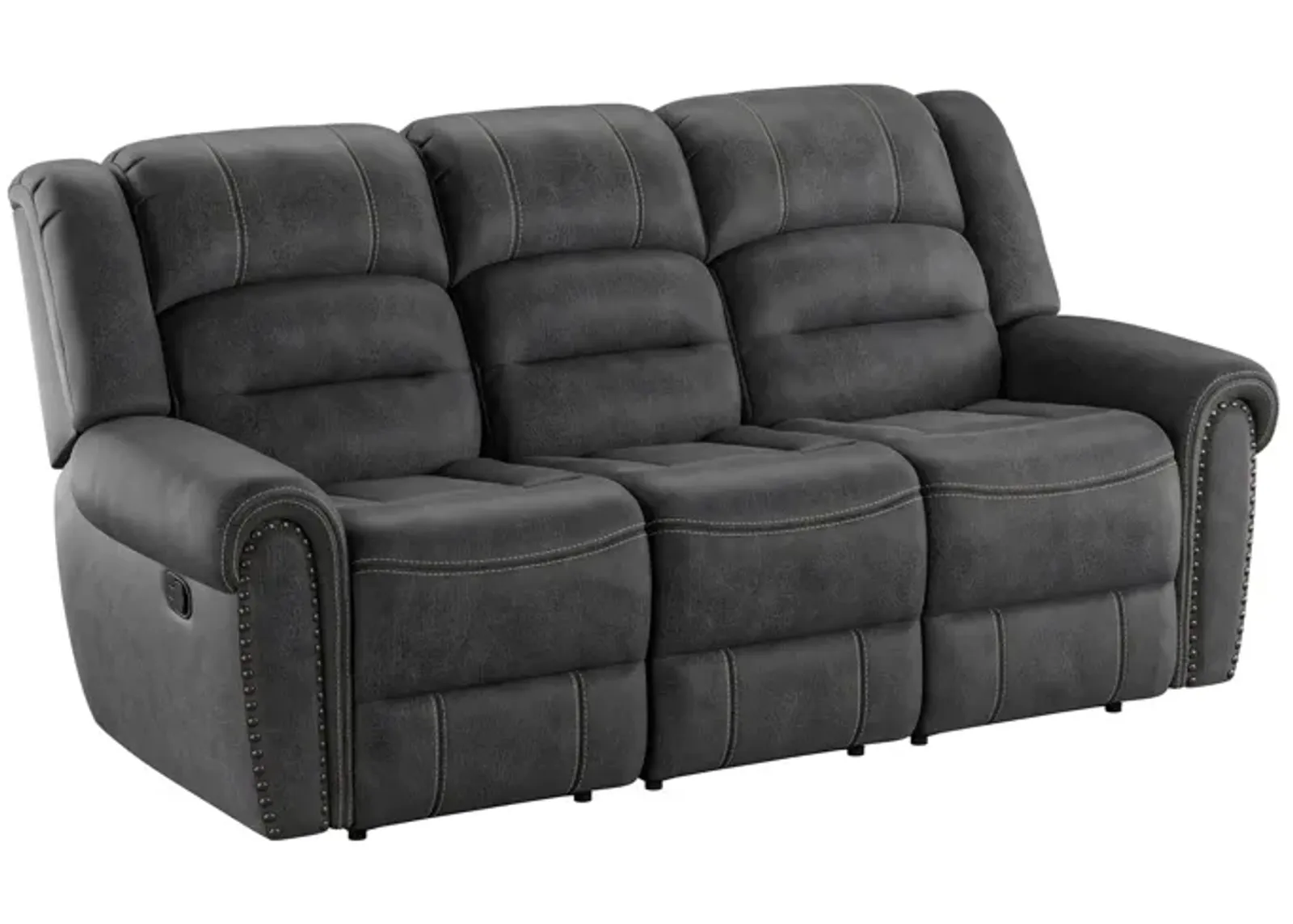 Baldwin Reclining Sofa in Slate Gray by Emerald Home Furnishings