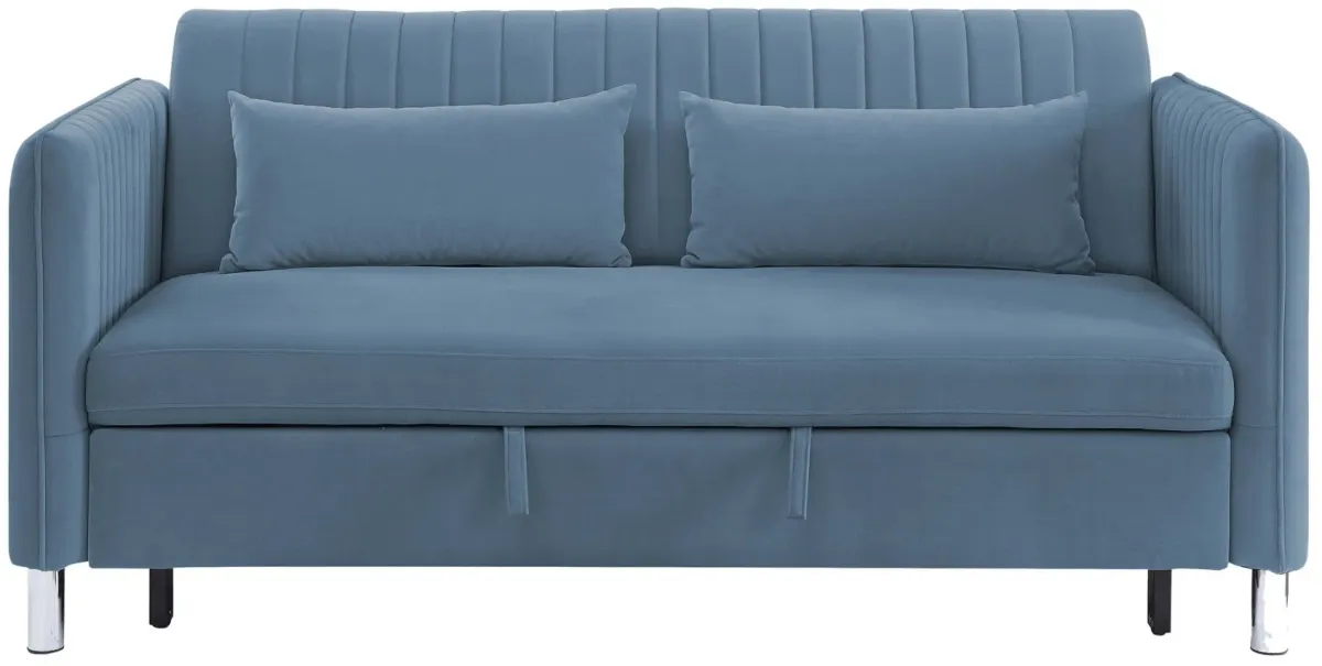 Hume Klick-Klak Sofa with Pull-Out Bed in Blue by Homelegance