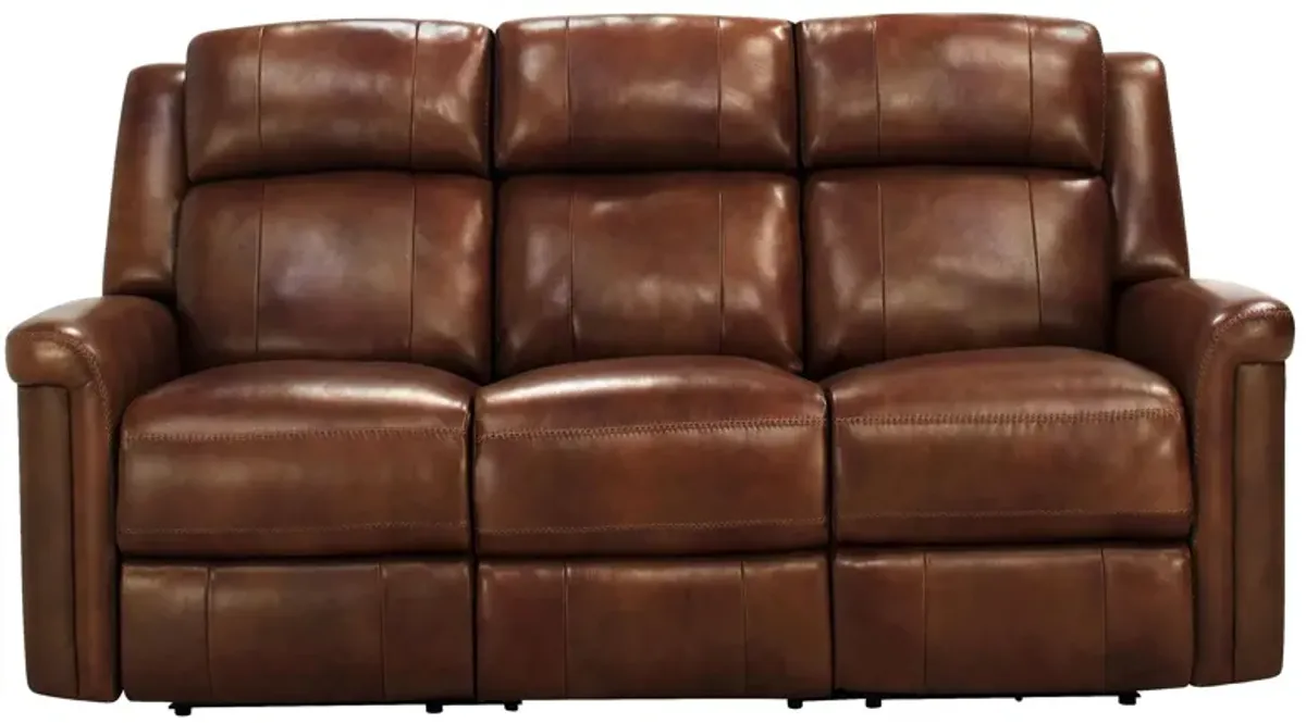 Richfield Leather Power Sofa with Power Headrest, Lumbar, and Drop Down Table in Brown by Bellanest