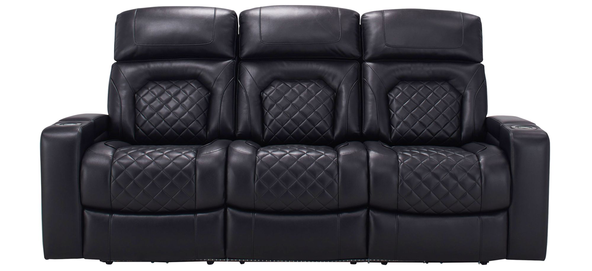 Jordyn Power Sofa w/ Drop Down Table & Lights in Black by Bellanest