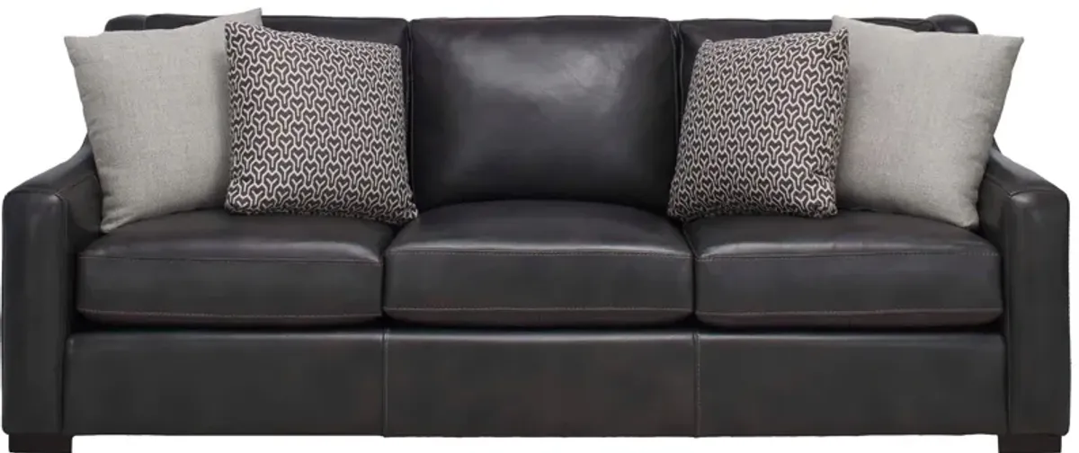 Germain Leather Sofa in Charcoal by Bernhardt