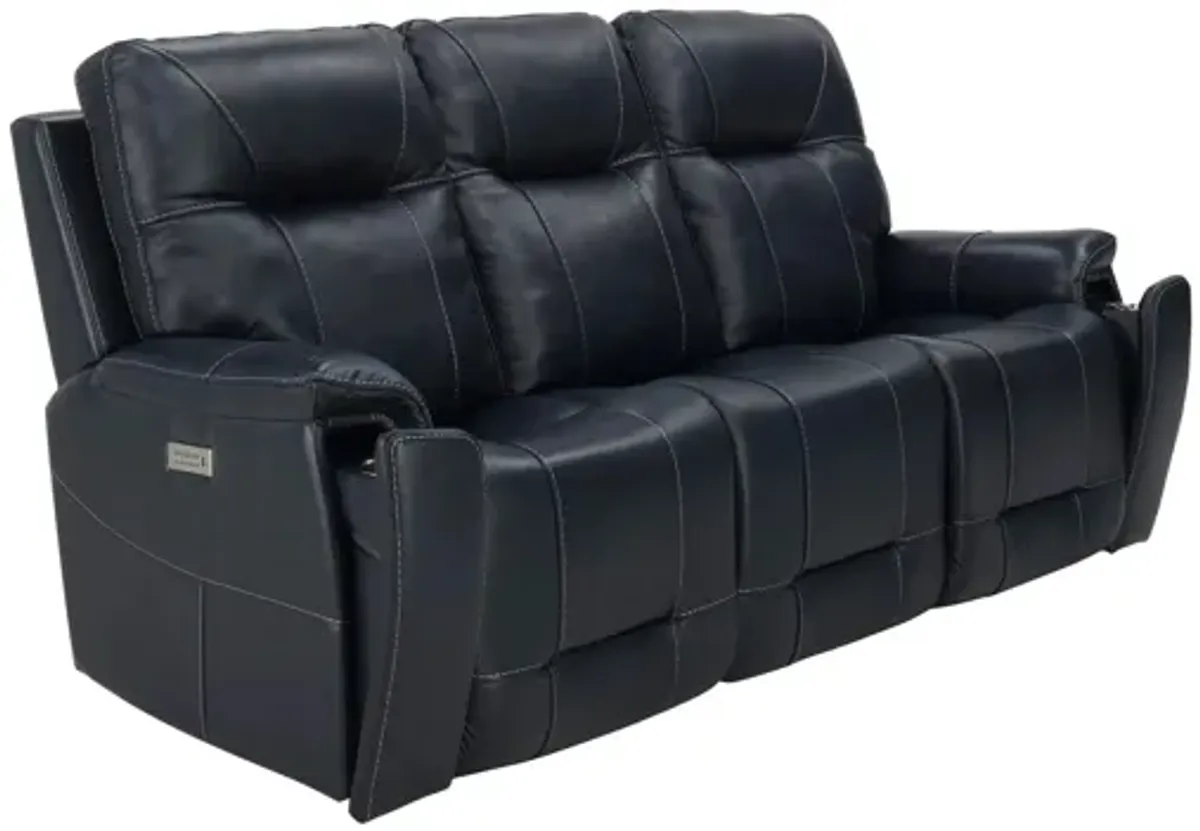 Barnett Leather Layflat Power Sofa w/ Power Headrest and Lumbar