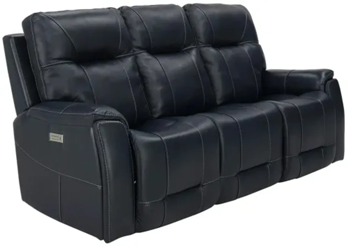 Barnett Leather Layflat Power Sofa w/ Power Headrest and Lumbar