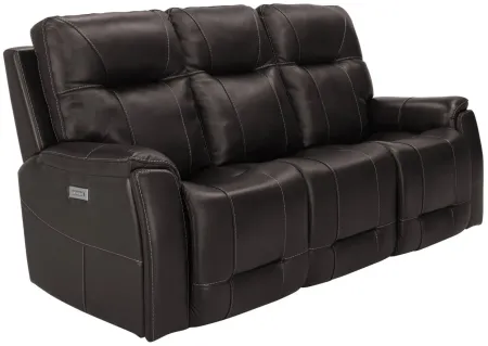 Barnett Leather Layflat Power Sofa w/ Power Headrest and Lumbar in Brown by Bellanest