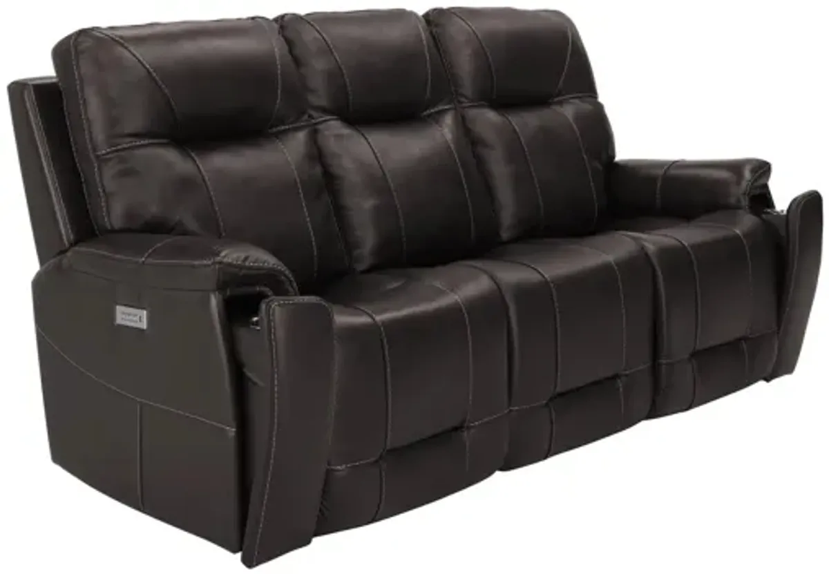 Barnett Leather Layflat Power Sofa w/ Power Headrest and Lumbar