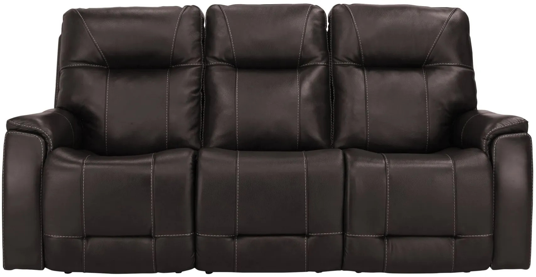 Barnett Leather Layflat Power Sofa w/ Power Headrest and Lumbar in Brown by Bellanest