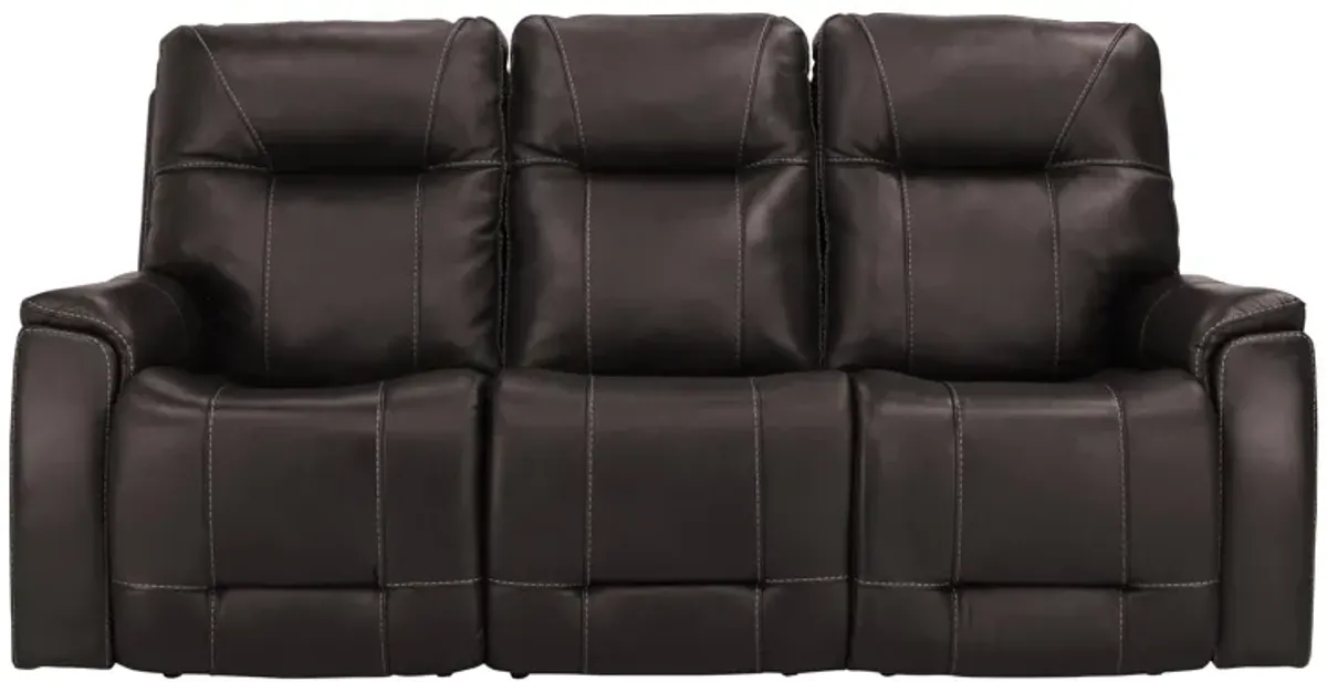 Barnett Leather Layflat Power Sofa w/ Power Headrest and Lumbar in Brown by Bellanest