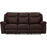 Ross Reclining Sofa w/ Drop Down Table in Brown by Bellanest