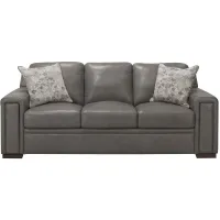 Warren Leather Sofa w/ Wireless Charging & Pop-Out Cupholders in Gray by Bellanest