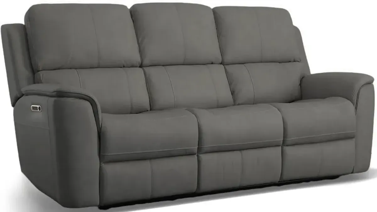 Henrick Triple Power Leather Sofa w/ Drop Down Table