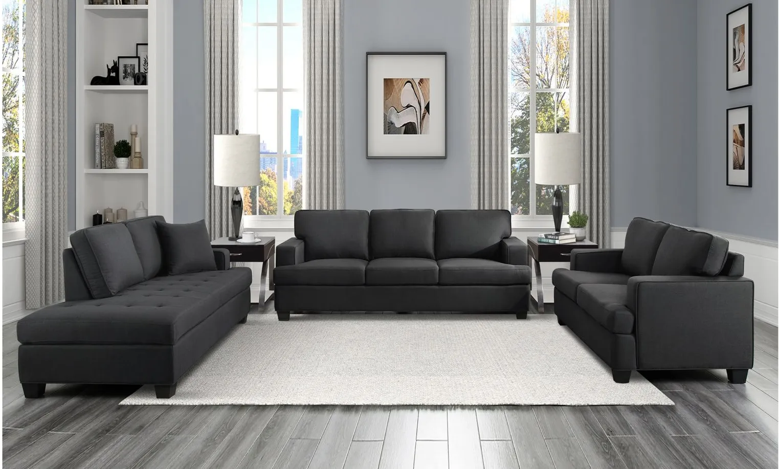 Cornish Sofa in Black by Homelegance