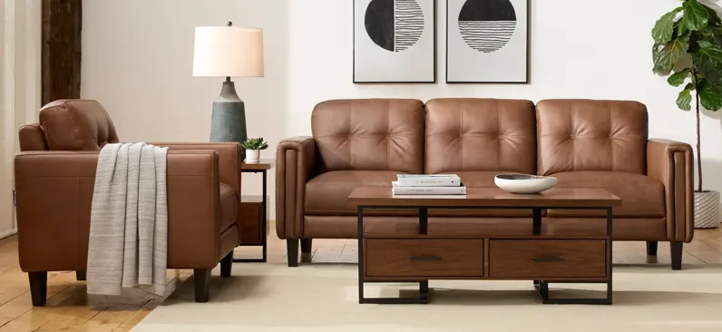 Salerno Leather Sofa in Brown by Chateau D'Ax