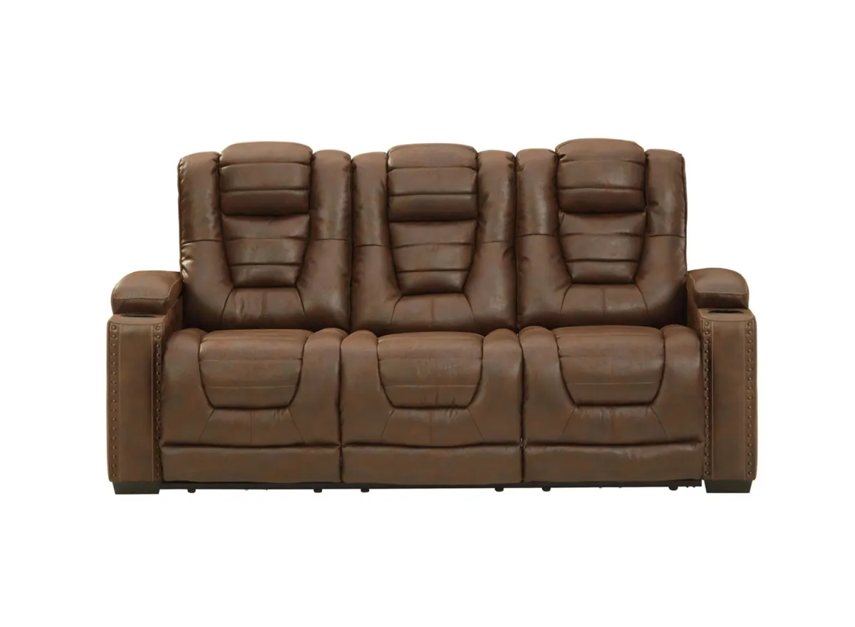 Owner's Box Power Recliner Sofa with Adjustable Headrest in Thyme by Ashley Furniture