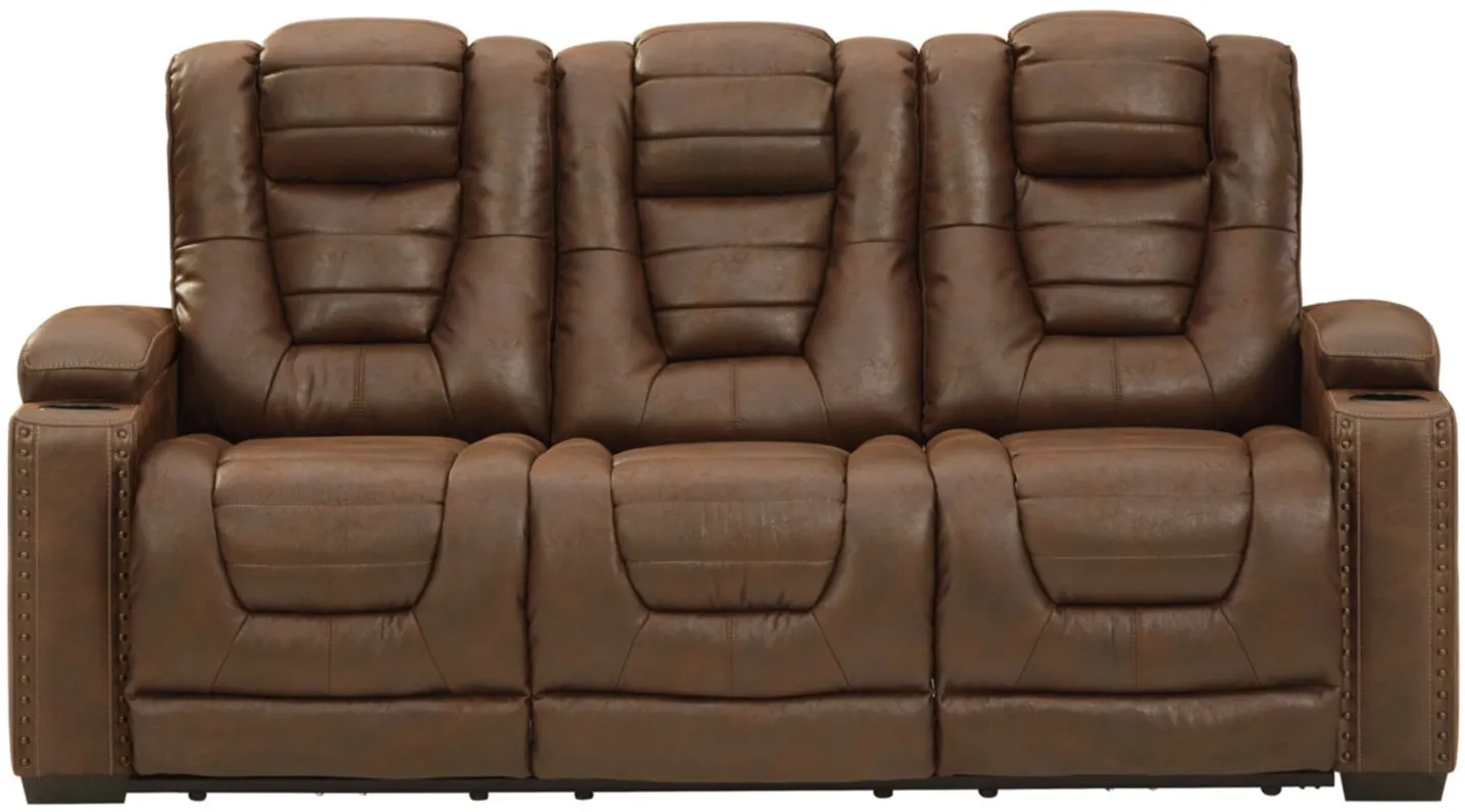 Owner's Box Power Recliner Sofa with Adjustable Headrest in Thyme by Ashley Furniture
