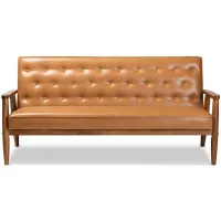 Sorrento Sofa in Tan/Walnut Brown by Wholesale Interiors