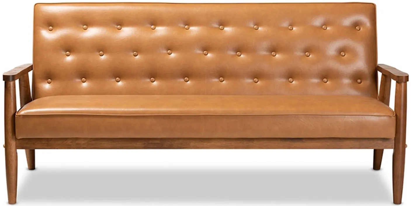 Sorrento Sofa in Tan/Walnut Brown by Wholesale Interiors