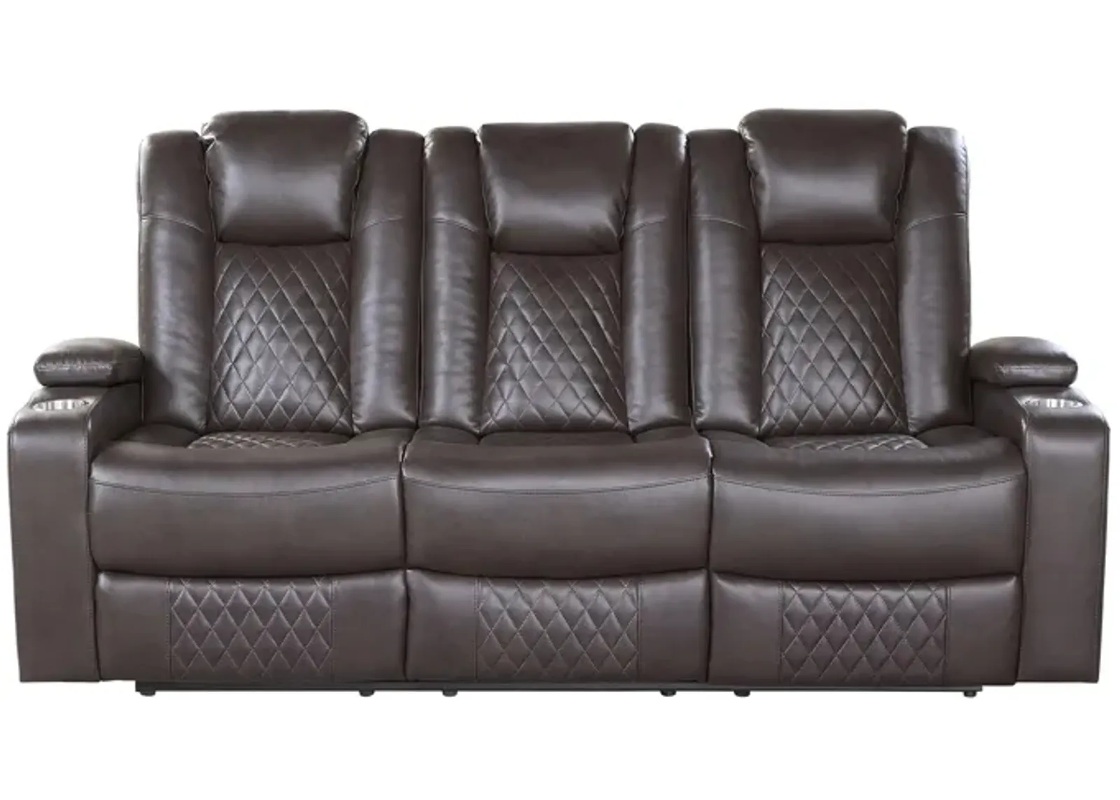 Orina Power Double Reclining Sofa With Power Headrests in Dark Brown by Homelegance