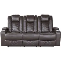Orina Power Double Reclining Sofa with Power Headrests in Dark Brown by Homelegance