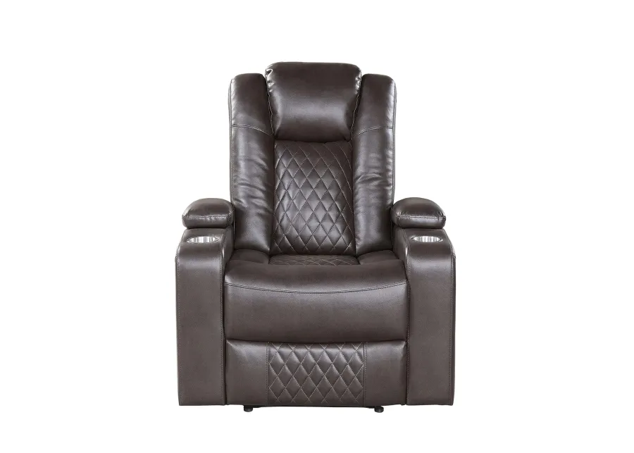 Orina Power Reclining Chair With Power Headrest in Dark Brown by Homelegance