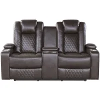 Orina Power Double Reclining Loveseat with Power Headrests in Dark Brown by Homelegance