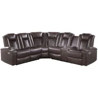 Orina 3-pc. Reclining Sectional with Power headrests in Dark Brown by Homelegance
