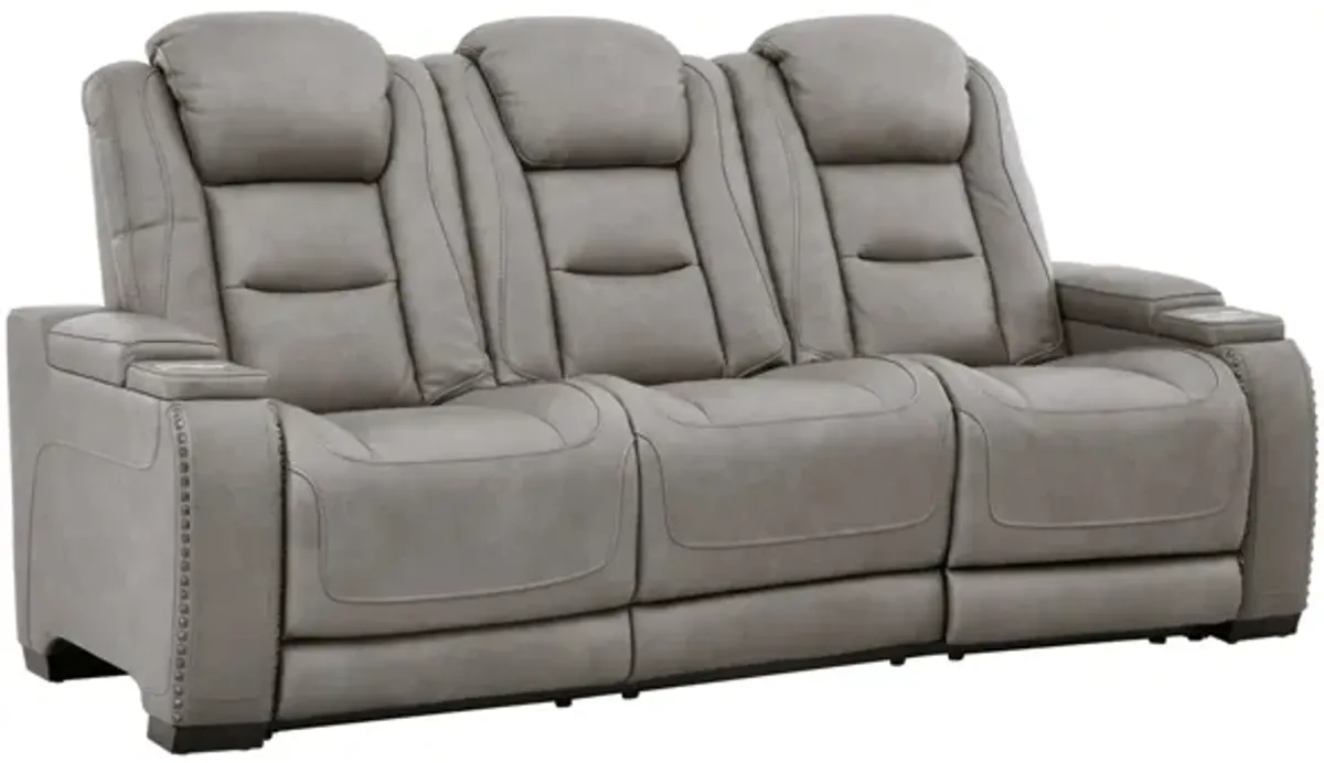 The Man-Den Power Recliner Sofa with Adjustable Headrest