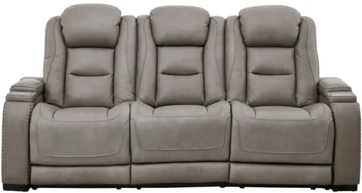 The Man-Den Power Recliner Sofa with Adjustable Headrest