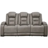 The Man-Den Power Recliner Sofa with Adjustable Headrest in Gray by Ashley Furniture