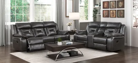 Austin Double Reclining Sofa in Dark Gray by Homelegance
