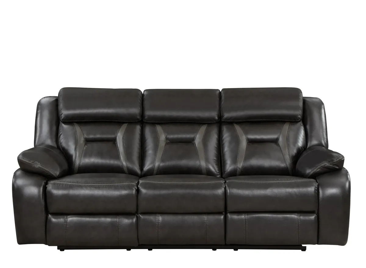 Austin Power Double Reclining Sofa in Dark Gray by Homelegance