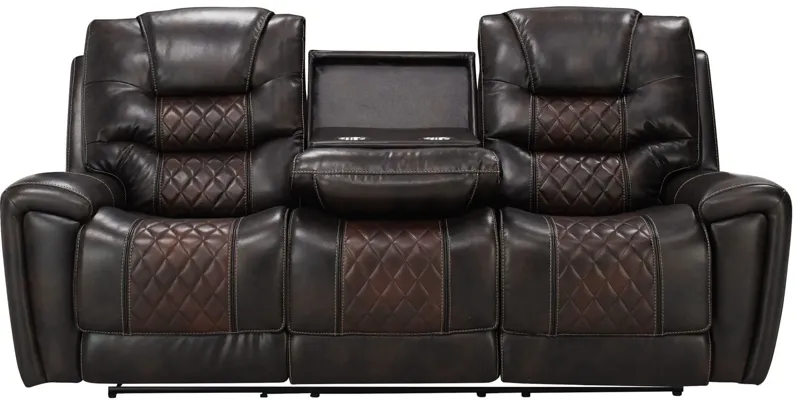 Corrigan Reclining Sofa w/ Drop Down Table in Brown by Corinthian