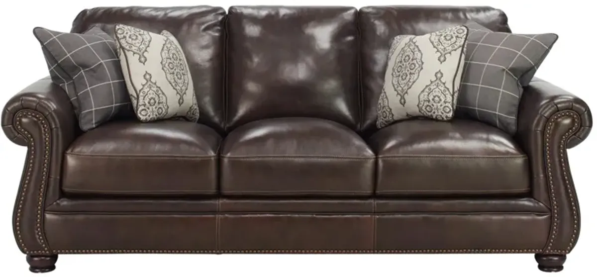 Alistair Leather Sofa in Brown by Bellanest